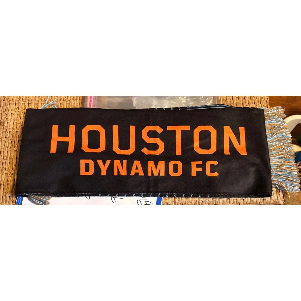 Houston Dynamo Dash Soccer Scarf Unisex OS Black Good Reversible Fringe MLS NWSL